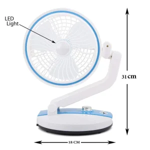Rechargeable Folding Table Fan with Led Light